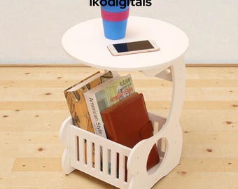 Laser Cut Magazine Rack Side Table Template CDR File Modern Nightstand Template (Digital Download)