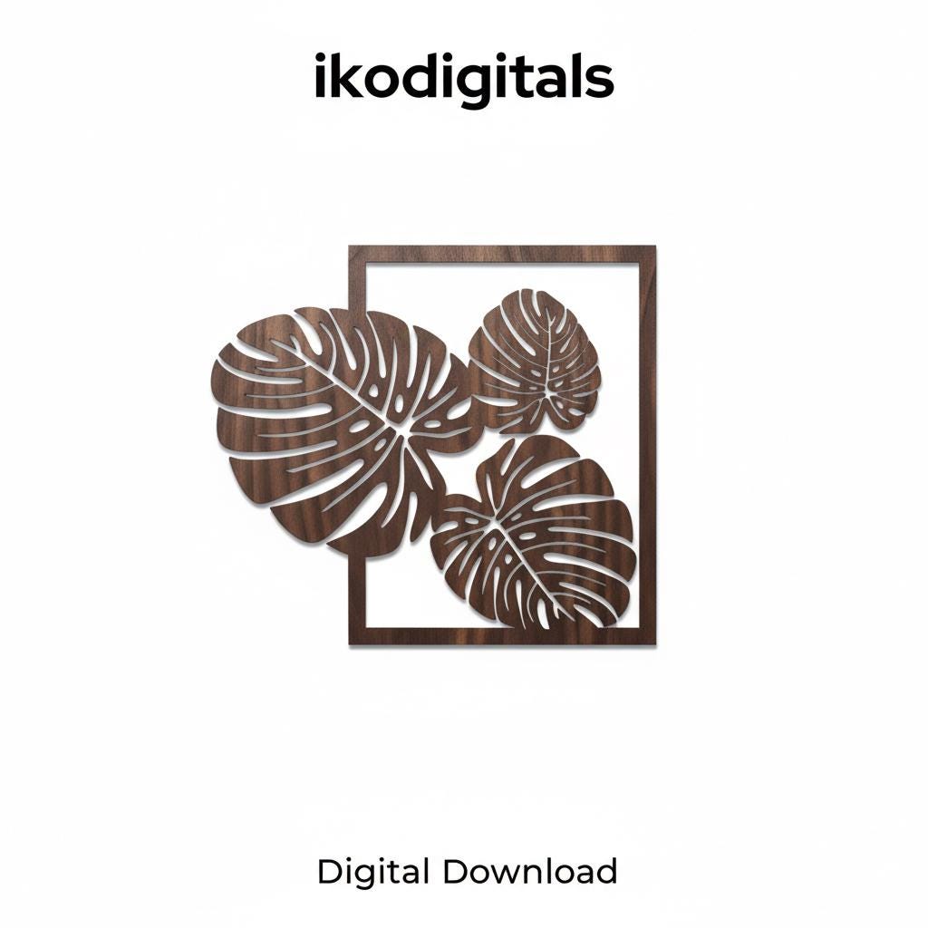 Monstera Leaf Laser Cut Wall Art SVG DXF File | Tropical Botanical ...