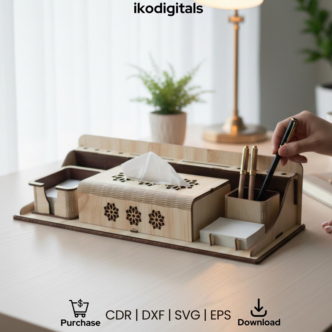 Laser Cut Wooden Desk Organizer Files, Modern Office Storage (svg, Dxf ...
