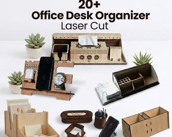 20+ Laser Cut Desk Organizer Bundle, Wood Office Organizer (Digital Download)