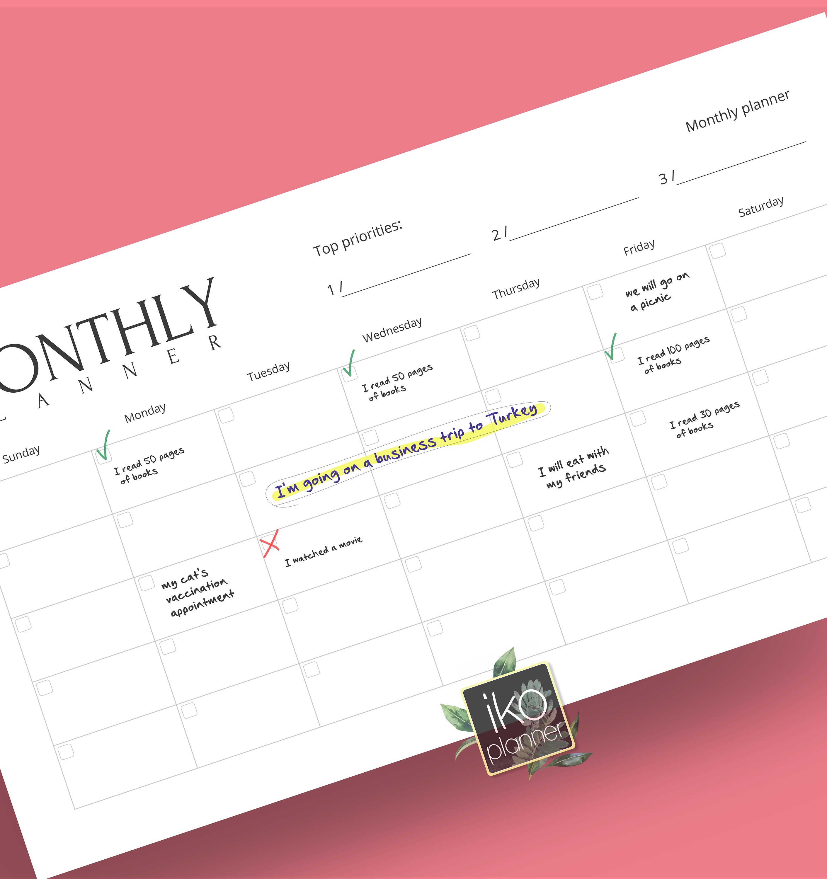 Minimal Monthly Calendar Printable Blank Monthly Planner - Etsy