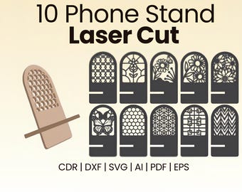 Laser Cut Phone Holder Design, Wooden Desk Stand (Digital Download)
