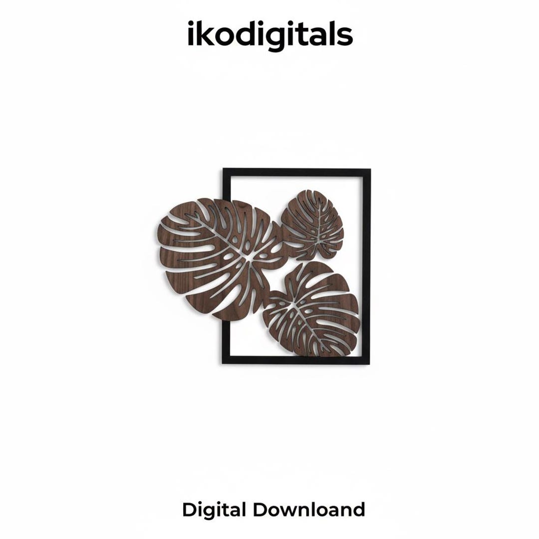 Monstera Leaf Laser Cut Wall Art SVG DXF File | Tropical Botanical ...