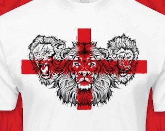 England 3 Lions football shirt - St Georges Cross design
