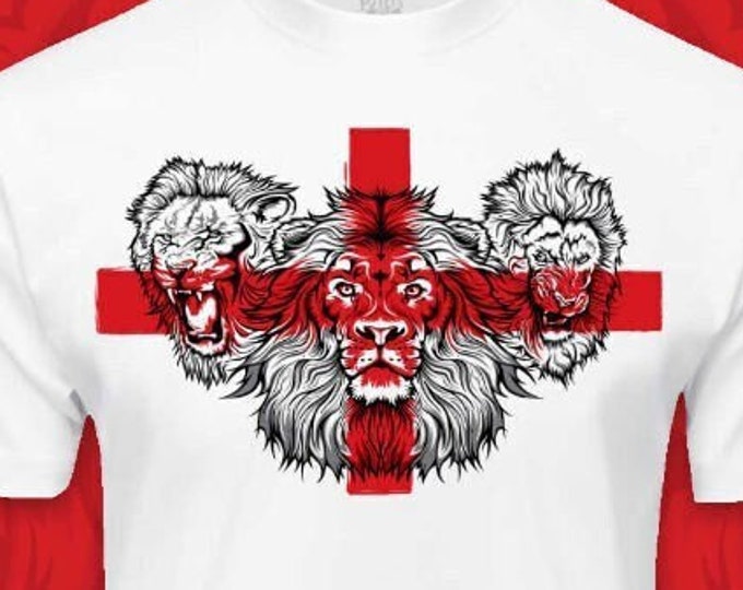 England 3 Lions football shirt - St Georges Cross design
