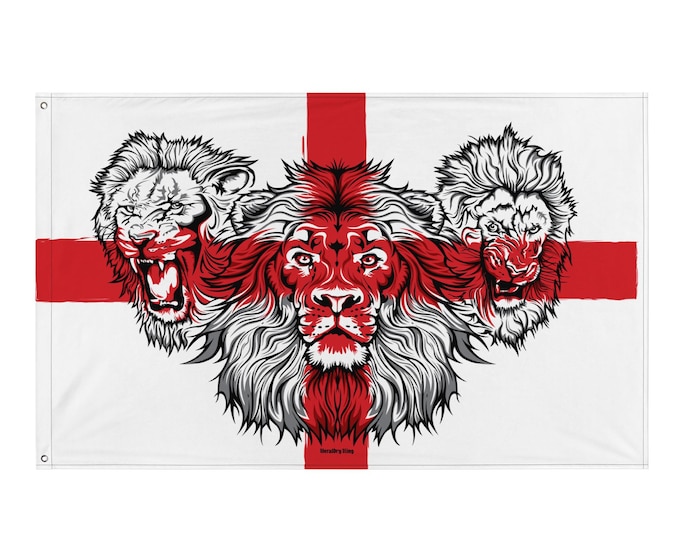 England St Georges Cross 3 Lions Flag