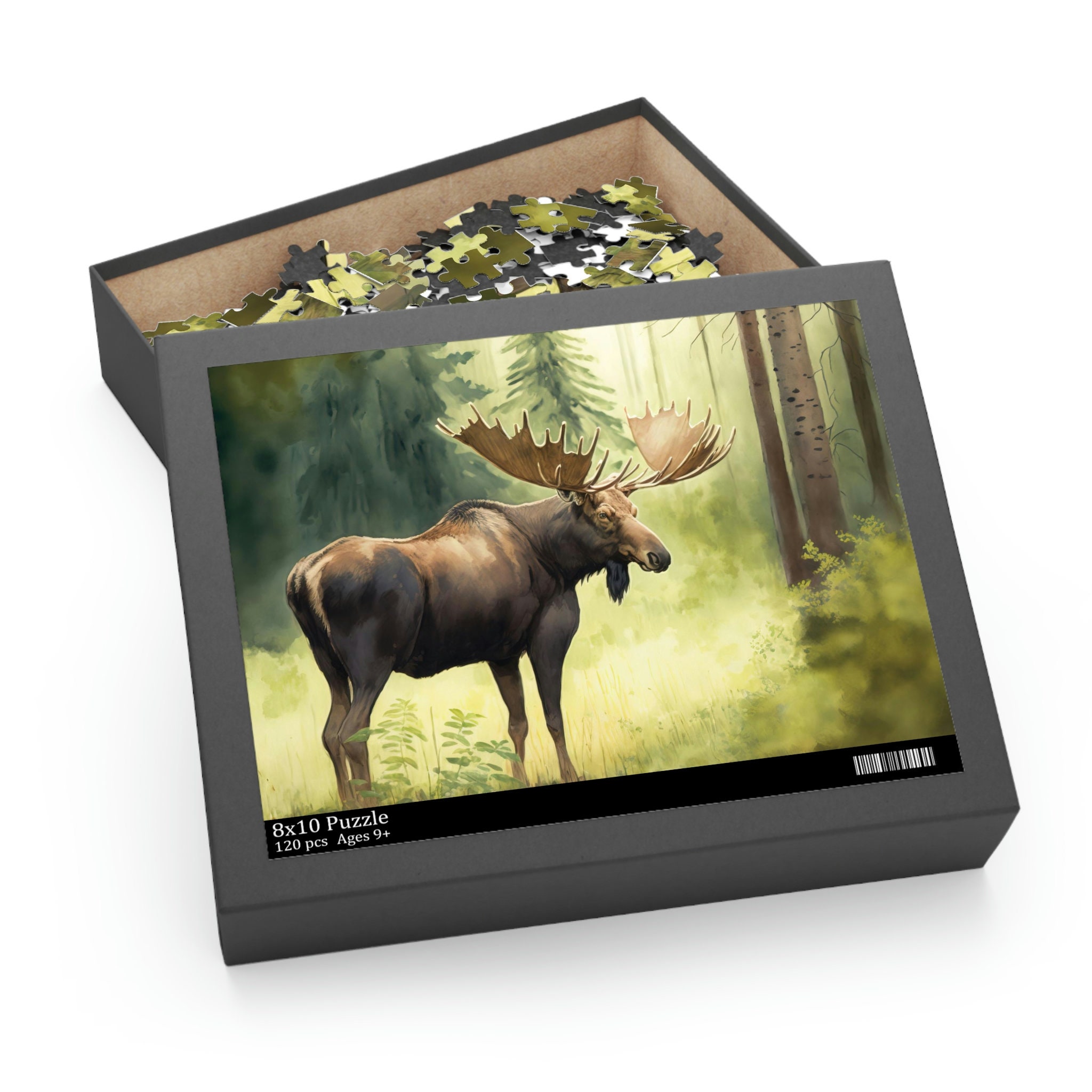 Moose Watercolor Puzzle (120, 500-Piece)