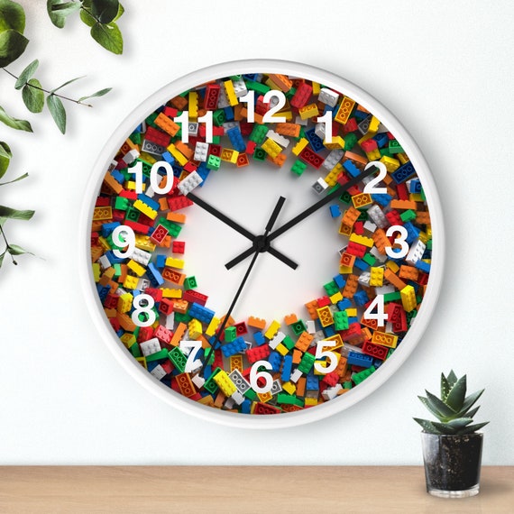 Cubic Clock カラフルブロック Multicolor Colorful Perimeter Kids Room Toy Block Building Bricks
