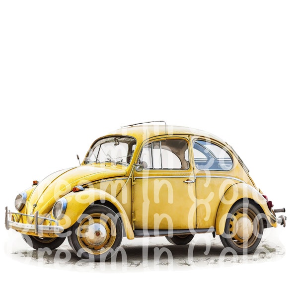VW Beetle Painting Clip Art for Wall Art, Canvas, Crafts, Printing (Digital Download)