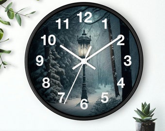 Lamp in the Woods Art Wall clock