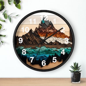 Mountain Wood Art Wall clock