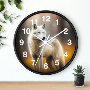 Wolf Wildlife Nature Outdoors Photo Art Wall clock