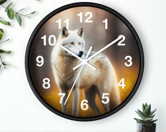 Wolf Wildlife Nature Outdoors Photo Art Wall clock