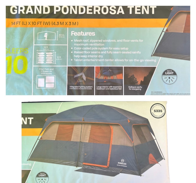 Magellan Outdoors Grand Ponderosa 10 Person Family Cabin Tent Etsy