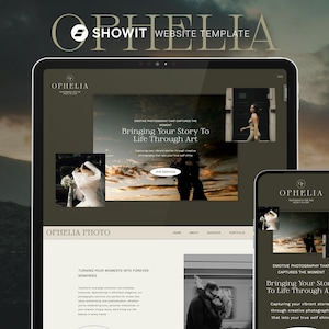 Showit Website Template for Photographers, Coaches, Service Providers, & Wedding Professionals | Earthy Elegant Website Template | Ophelia