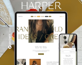 Showit Website Template for Coaches, Consultants, Service Providers, & Content Creators | Bold and Modern Website Template | Harper