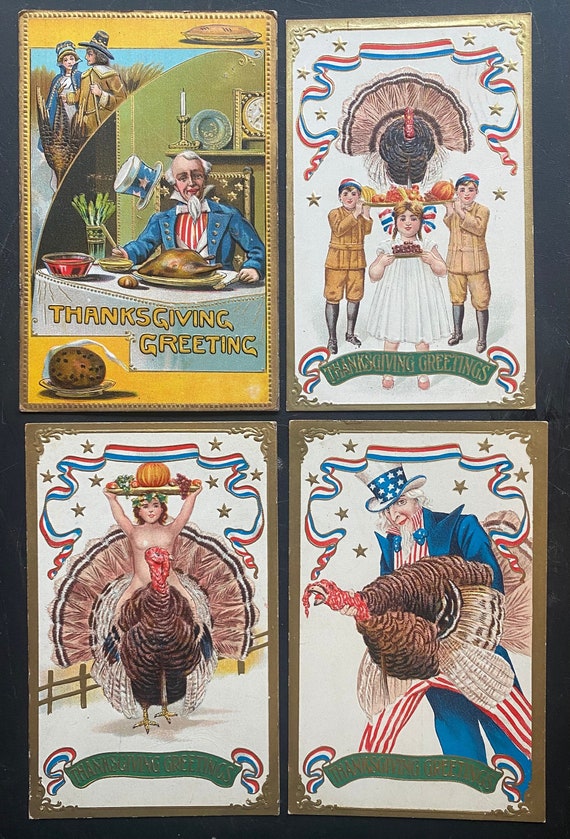 USA set of 6 Thanksgiving postcards early 1900s USA set of 6 Thanksgiving postcards early 1900s