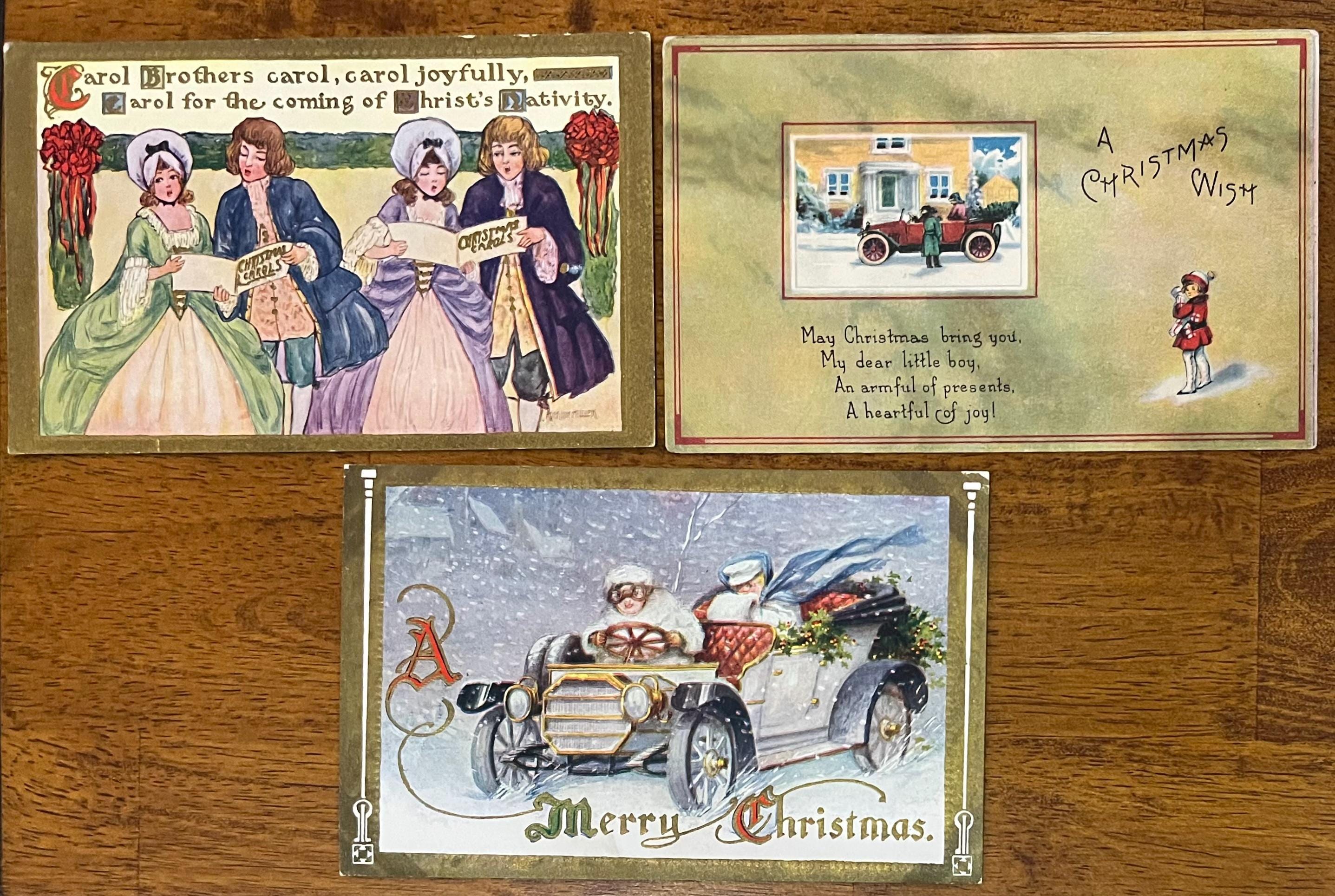 SET of 3 Rare Vintage 1919 Merry Christmas Postcard Choir Sing