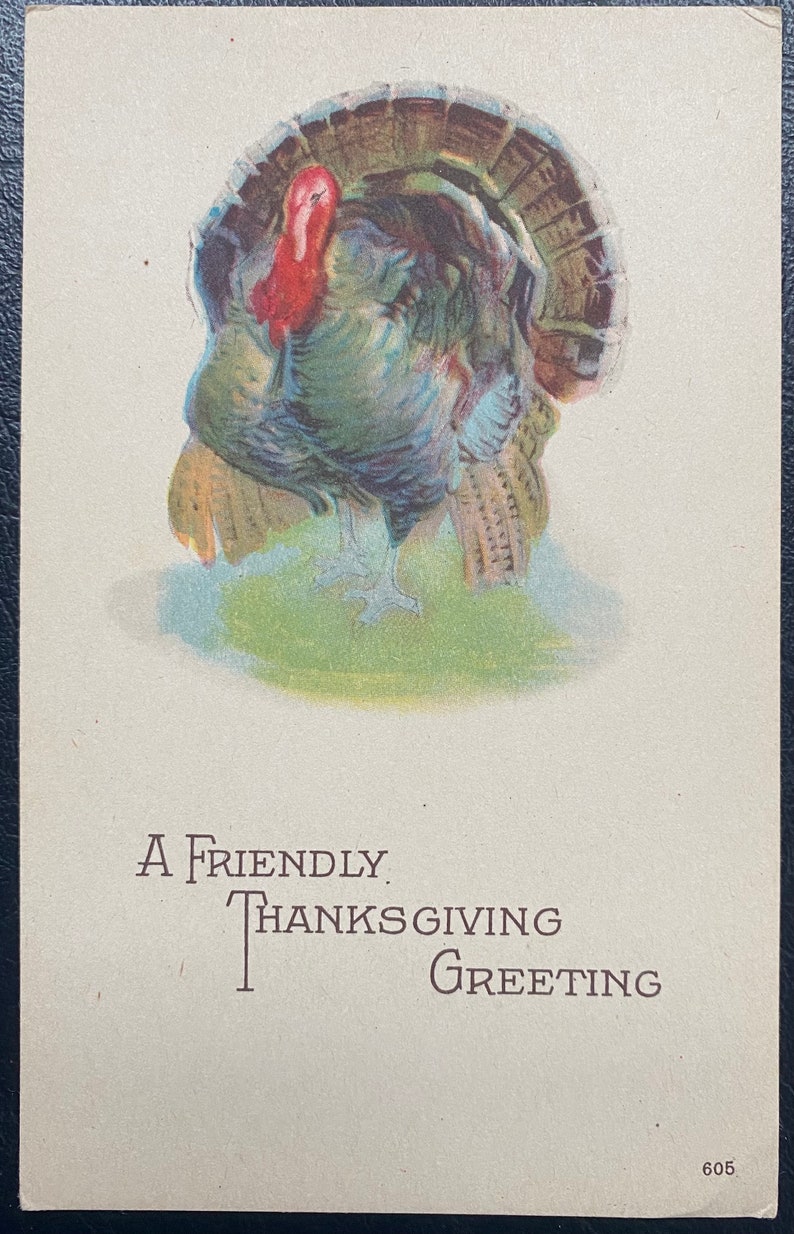 GC+ Rare Vintage Friendly Thanksgiving Greeting Postcard Big Turkey ...