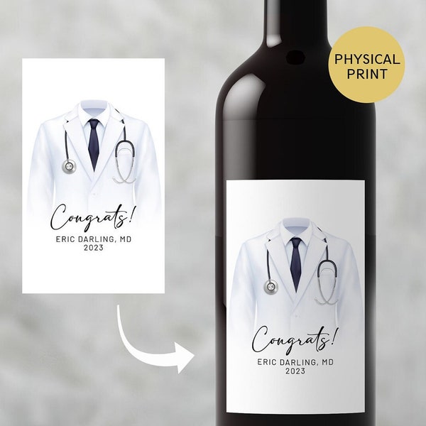 Doctor Graduation Medical School Wine Label, Champagne Label, Doctor Gift, Graduation Gift, MD, Doctor Graduation, Physician