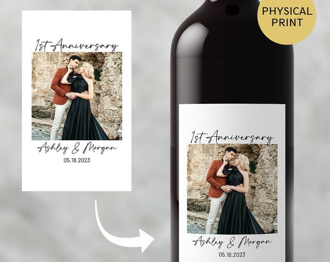 Custom Photo Wine Label, Custom Anniversary Wine Label, First Anniversary Gift, Wedding Milestone Gift, Engagement Gift for Couple