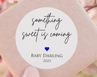 Something Sweet is Coming Stickers, Baby Shower Favor Gift, Minimalist Sticker, Baby Shower Favor Stickers, Thank You Stickers