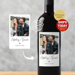 PRINTED Photo Wine Bottle Label, Personalized Wine Label, Custom Wedding Wine Label, Wine Gift, Engaged Wine Label, Wedding Gift, Wine Gift
