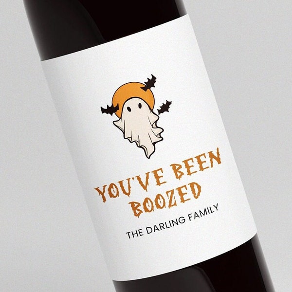 You've Been Boozed Wine Label, Halloween Family Gift Ghost Wine Label, Halloween Party Wine Label, Halloween Gift Ideas, Halloween Label