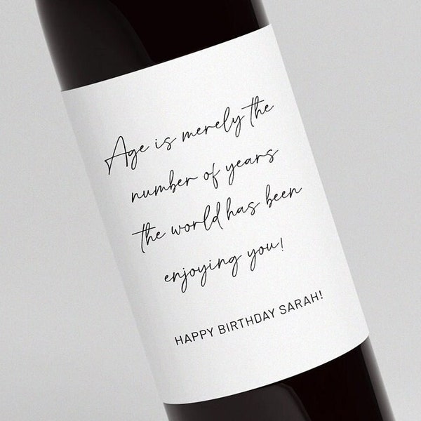 Custom Birthday Wine Labels, 60th Birthday Wine Label, 50th birthday gift for her, Personalized Birthday Label, Gift ideas for friend