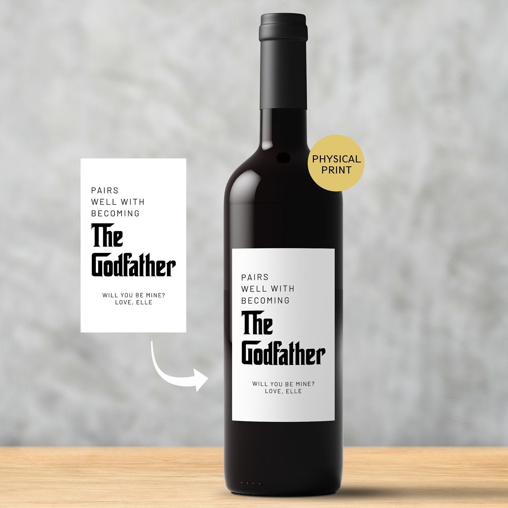 Pairs Well With Becoming The Godfather Wine Label, Will You Be My Godfather  Gift, Godfather Gift, Pregnancy Reveal, Godparents Proposal Gift