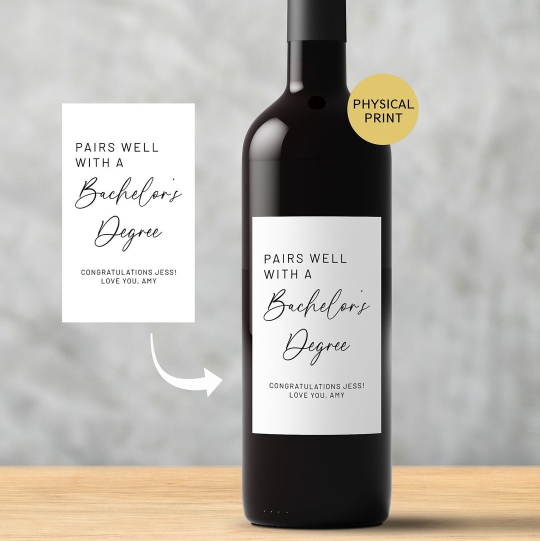 Bachelor's Degree Wine Label, Graduation Gifts, Graduation Gifts for