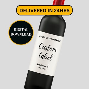 DIGITAL Custom Wine Bottle Label, Personalized Wine Label, Your Image ...