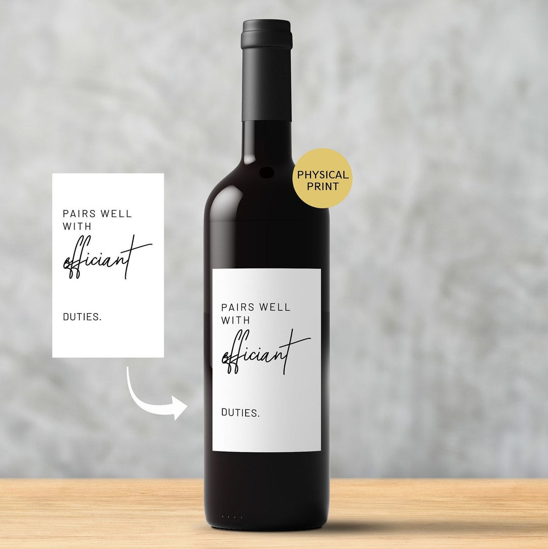 Pairs Well With Officiant Duties, Personalized Officiant Wine Label, Officiant Gift Idea, Gift