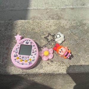 Pink  | handheld pet game | bag charm aesthetic CUTE Y2K bag charm | Blossom KEYCHAIN | Kawaii Keychain | Purse Keychain | Cry Baby