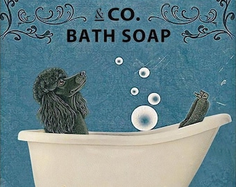 Poodle In Bath Soap Wash Your Paws For Vintage Home Decor Wall Decor