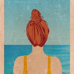Vintage Ins Meerblau, ins Wasser I, um meinen Verstand zu verlieren und seine Seele zu finden (rot, blond, braun, silber) Dekoration Wanddekoration