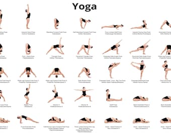Yoga Asanas Poster, Yoga Poster, Yoga Poses Poster, Yoga Poses Home Decor Wall Decor