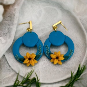 Cheerful Sunflower Polymer Clay Earrings