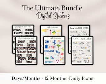 Digital Sticker Pack, Good Notes Stickers, Digital Sticker Book, Goodnotes Planner Stickers, Digital Planner Stickers Goodnotes, Daily Icon