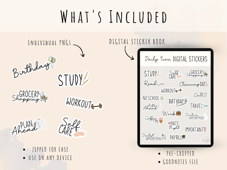 Everyday Life Stickers Daily Icons Stickers Goodnotes - Etsy