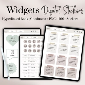Digitala widgetklistermärken, bra anteckningar, planerarklistermärken med bra anteckningar, digitala widgetklistermärken för planerare, minimala planerarklistermärken, widgets