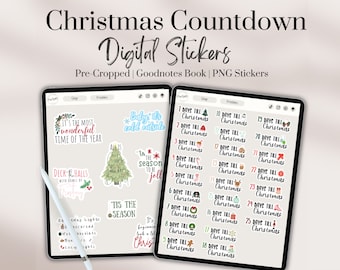 Digital Sticker Book, Christmas Countdown,Stickers, Digital Stickers Goodnotes, Digital Planner Stickers Goodnotes, Monthly Planner Stickers