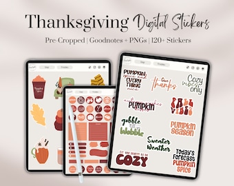 Fall Digital Stickers, Good Notes Planner Stickers, Digital Stickers Goodnotes, Thanksgiving Stickers Good Notes, Monthly Planner Stickers
