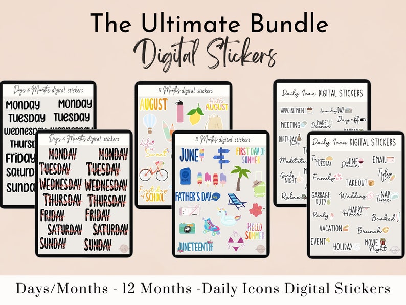 Digital Sticker Pack Good Notes Stickers Digital Sticker Etsy