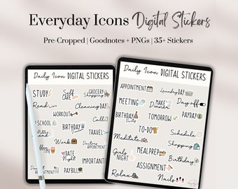 Everyday Life Stickers | Daily Icons Stickers | Goodnotes Stickers | Digital Stickers Goodnotes | Goodnotes Planner Stickers | Precropped |