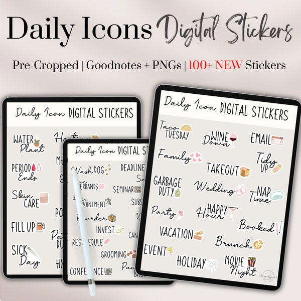 Everyday Life Stickers | Daily Icons Stickers | Goodnotes Stickers | Digital Stickers Goodnotes | Goodnotes Planner Stickers | Precropped |