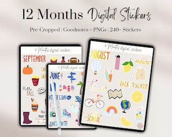 Digital Planner Stickers Goodnotes | Digital Sticker Book | Seasonal Planner Stickers | Digital Monthly Stickers | Monthly Planner Stickers