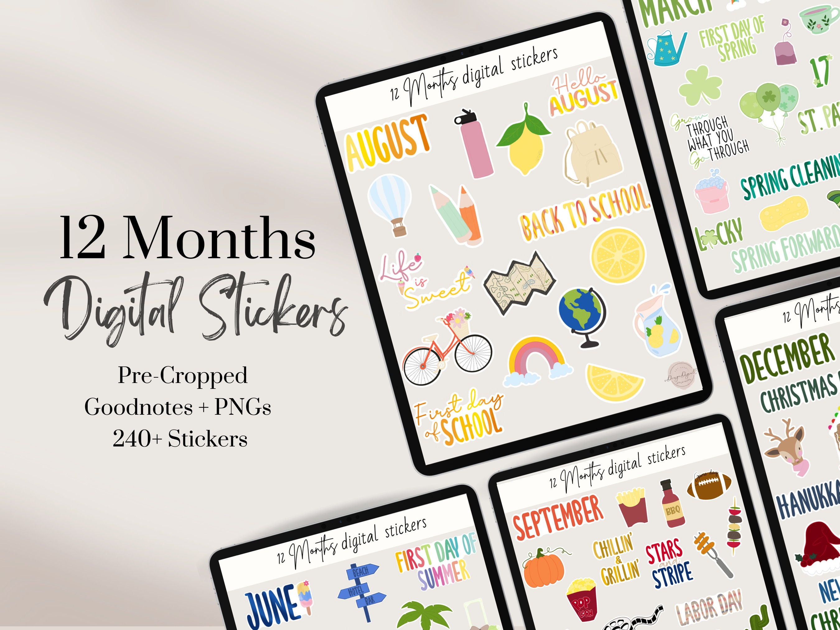 Goodnotes Calendar Stickers Holiday Planner Stickers Etsy