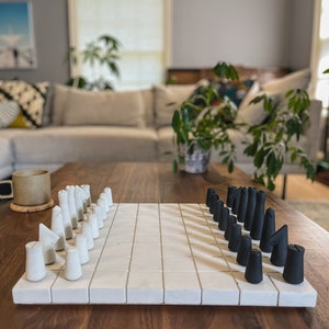 CONCRETE CHESS  - Minimalist Decor - Handmade chess set