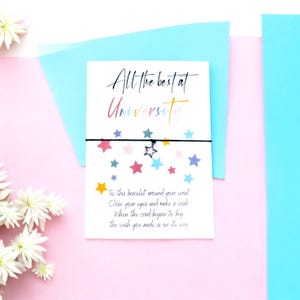University Wish Bracelet – Star Charm Good Luck Gift – Off to Uni, New Adventure, Encouragement Bracelet, Make a Wish Jewelry